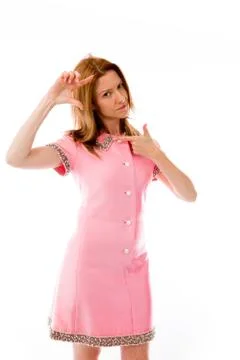 Model isolated on plain background hand gesture framing focusing Stock Photos