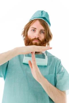 Model isolated on plain background hand gesture break sign Stock Photos