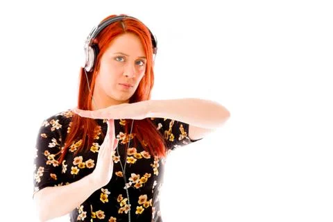 Model isolated on plain background hand gesture break sign Stock Photos