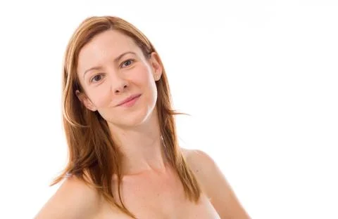 Model isolated on plain background happy smiling arms crossed Stock Photos