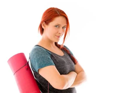 Model isolated on plain background happy smiling arms crossed Stock Photos