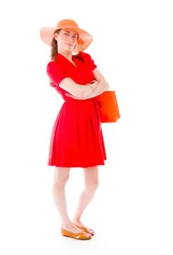 Model isolated on plain background happy smiling arms crossed Stock Photos