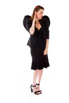 Model isolated on plain background listening paying attention Stock Photos