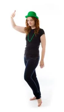 Model isolated on plain background pointing to herself Stock Photos