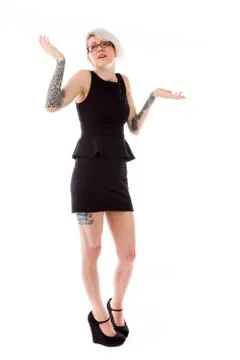 Model isolated on plain background puzzled confused lost Stock Photos