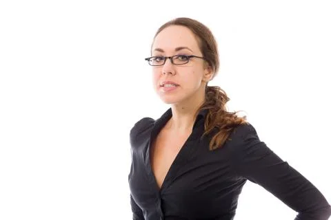 Model isolated on plain background thinking Stock Photos