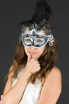 Model isolated on plain background thinking Stock Photos