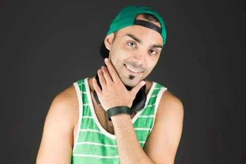 Model isolated on plain background thinking Stock Photos