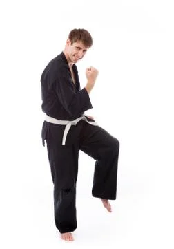 Model isolated on plain background victory confident Stock Photos