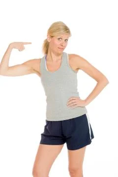 Model isolated pointing to herself Stock Photos