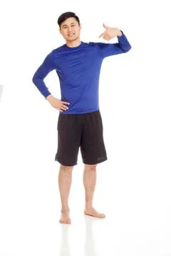 Model isolated pointing to herself Stock Photos