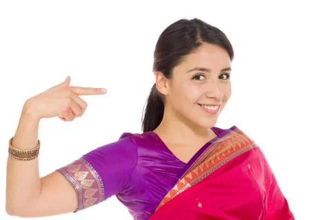 Model isolated pointing to herself Stock Photos