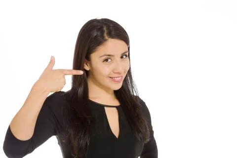 Model isolated pointing to herself Stock Photos