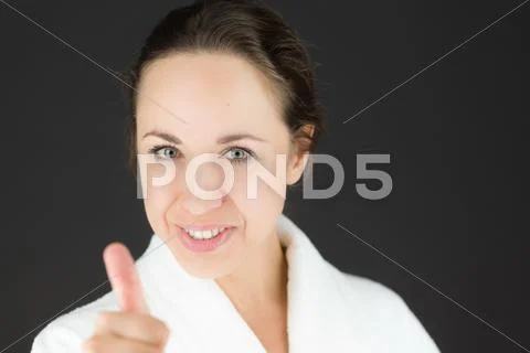 Model isolated positive attitude thumbs up Stock Photos