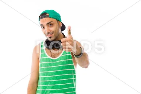Model isolated positive attitude thumbs up Stock Photos
