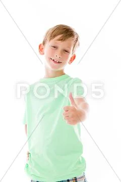 Model isolated positive attitude thumbs up Stock Photos