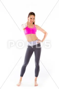 Model isolated positive attitude thumbs up Stock Photos