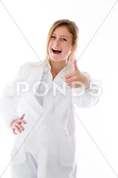 Model isolated positive attitude thumbs up Stock Photos