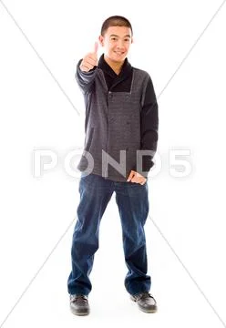 Model isolated positive attitude thumbs up Stock Photos