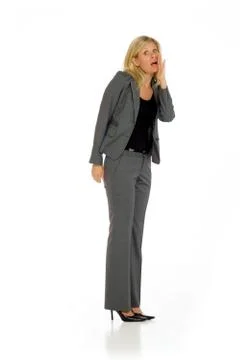 Model isolated talking shouting voice Stock Photos