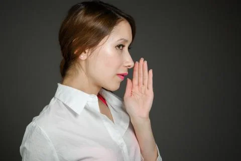 Model isolated talking shouting voice Stock Photos