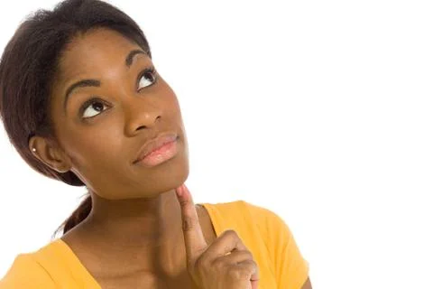 Model isolated thinking looking up Stock Photos