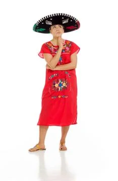 Model isolated thinking looking up Stock Photos