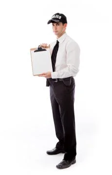 Model isolated on white with blank score board Stock Photos