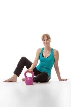 Model with kettlebell Foto stock