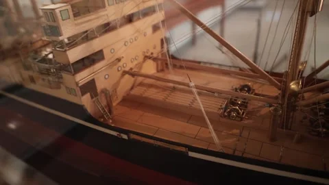 Model of a Large Fishing Vessel Close-Up Stock Footage 256840983