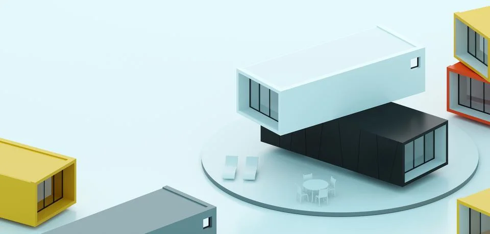 Model layout with modular container color houses Stock Illustration