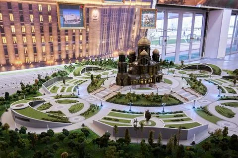 Model of the main cathedral of the Armed Forces of Russia Stock Photos
