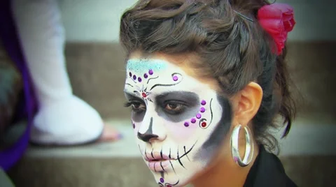 Model with makeup fo halloween Stock Footage 44115107