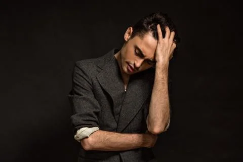 Model man isolated on black background Stock Photos