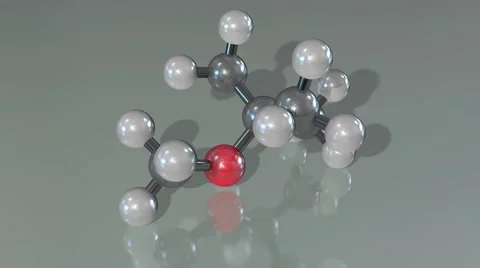 The Model of the Methyl Tert Butyl Ether Molecule on Gray Background Video stock 56343431