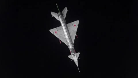 Model Of The MiG-21 Fighter Legacy Of Soviet Aviation Power Top View. Video stock 314597633