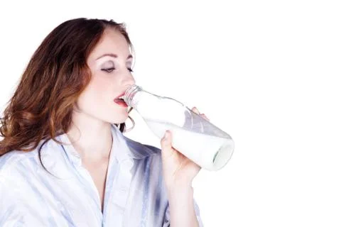 Model with milk Stock Photos