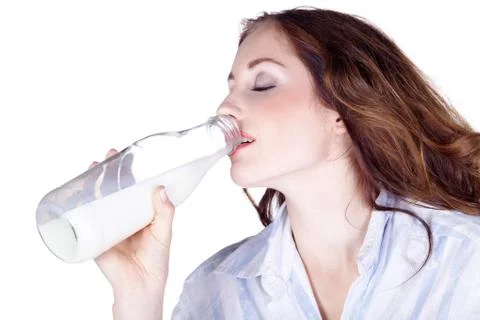 Model with milk Stock-Fotos