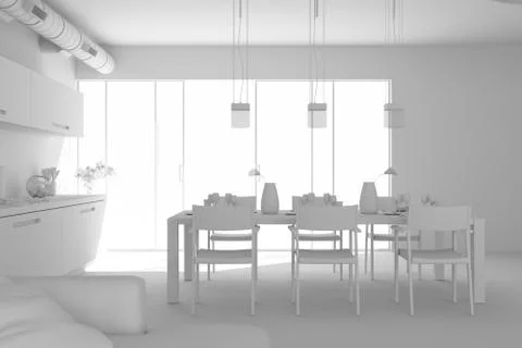 Model of modern interior design living room Stock Illustration