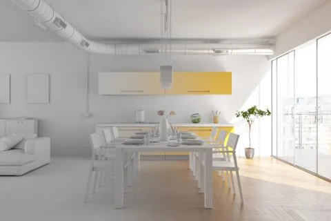 Model of modern interior design living room Stock Illustration