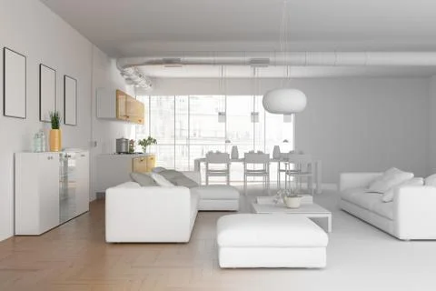 Model of modern interior design living room Stock Illustration