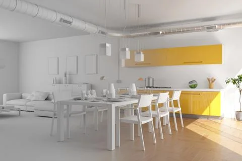 Model of modern interior design living room Stock Illustration