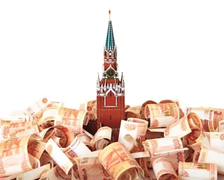 Model of the Moscow Kremlin in the background of five thousandth Stock Photos