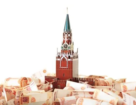 Model of the Moscow Kremlin in the background of five thousandth Stock Photos