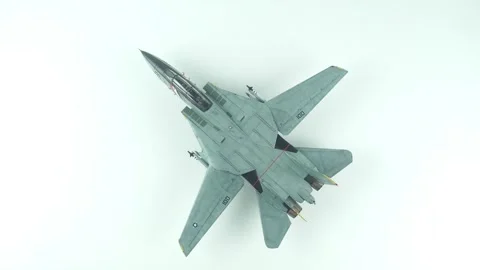 Model Of The Navy F-14 Tomcat Carrier-Based Fighter Jet  Top View. Stock Footage 341483984