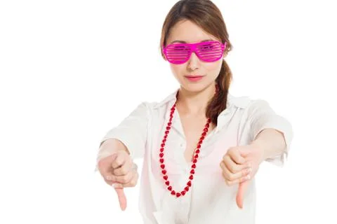 Model negative thumbs down Stock Photos