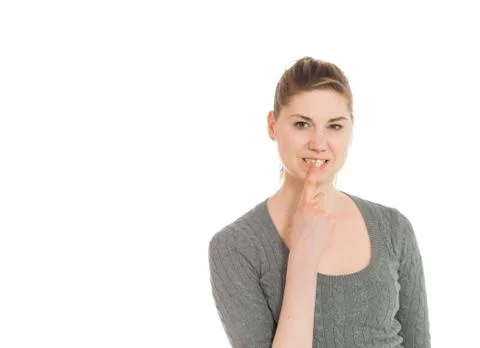 Model nervous biting nails Stock Photos