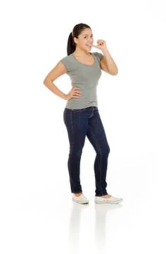 Model nervous biting nails Stock Photos