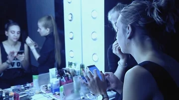 The model in a network during make up Stock-Footage 85571433