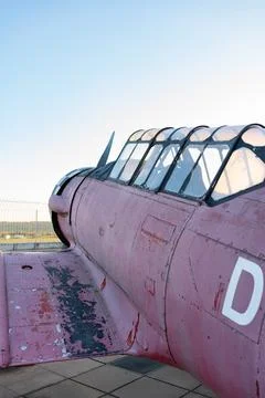 Model of an old airplane side view. Stock Photos